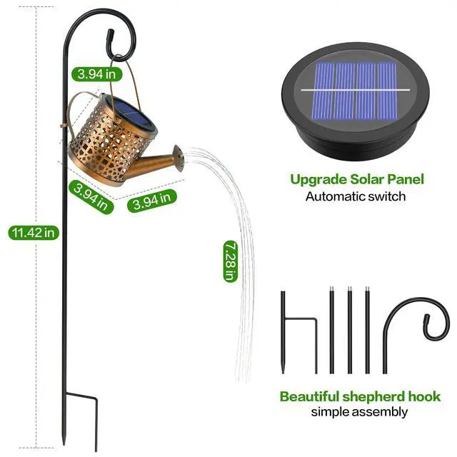 Alt view image 4 of 7 - Solar Watering Can Lights Waterproof, Solar Lights Outdoor Decorative Garden Decor Metal Hanging Lights for Outside Patio Pathway Yard, Christmas Birthday Gardening Gifts