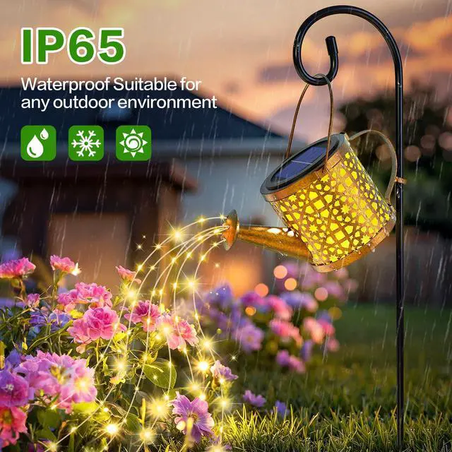 Alt view image 6 of 7 - Solar Watering Can Lights Waterproof, Solar Lights Outdoor Decorative Garden Decor Metal Hanging Lights for Outside Patio Pathway Yard, Christmas Birthday Gardening Gifts