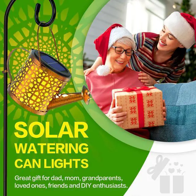 Alt view image 7 of 7 - Solar Watering Can Lights Waterproof, Solar Lights Outdoor Decorative Garden Decor Metal Hanging Lights for Outside Patio Pathway Yard, Christmas Birthday Gardening Gifts