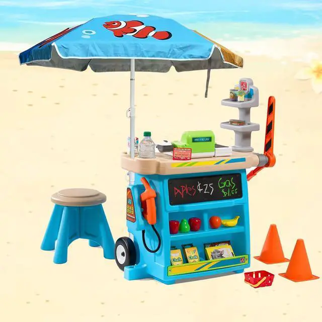 Alt view image 4 of 5 - Water Table Umbrella Kid Beach Umbrella Diameter 0.99-1.2 inches Pole UV 50+ Portable Sun Shade with Sand Anchor & Carry Bag, Outdoor Folding Umbrella for Beach,Pool,Patio,Garden