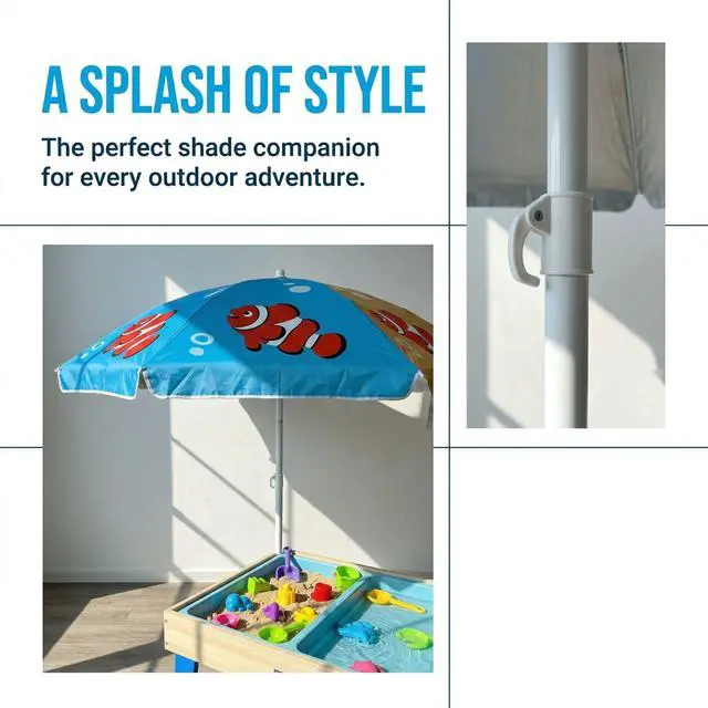 Alt view image 5 of 5 - Water Table Umbrella Kid Beach Umbrella Diameter 0.99-1.2 inches Pole UV 50+ Portable Sun Shade with Sand Anchor & Carry Bag, Outdoor Folding Umbrella for Beach,Pool,Patio,Garden