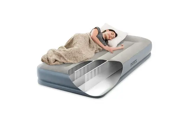 Alt view image 3 of 7 - 64115ED Dura-Beam Standard Pillow Rest Air Mattress: Fiber-Tech Twin Size Built-in Electric Pump 12in Bed Height 300lb Weight Capacity