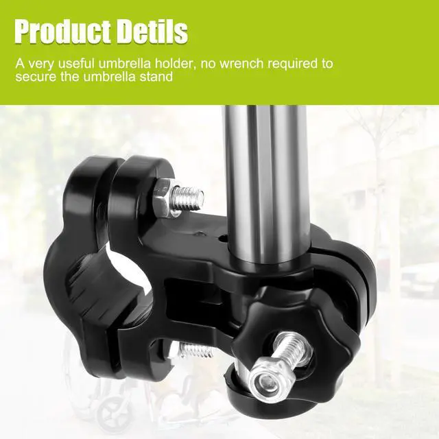Alt view image 4 of 7 - Wheelchair Umbrella Mount Holder, Umbrella Holder for Wheelchair, Sun Umbrella Clamp for wheelchairs, for Wheelchair Handlebars with Diameter of 20mm, Wheelchair Accessory