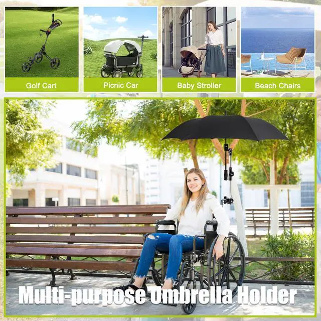Alt view image 7 of 7 - Wheelchair Umbrella Mount Holder, Umbrella Holder for Wheelchair, Sun Umbrella Clamp for wheelchairs, for Wheelchair Handlebars with Diameter of 20mm, Wheelchair Accessory
