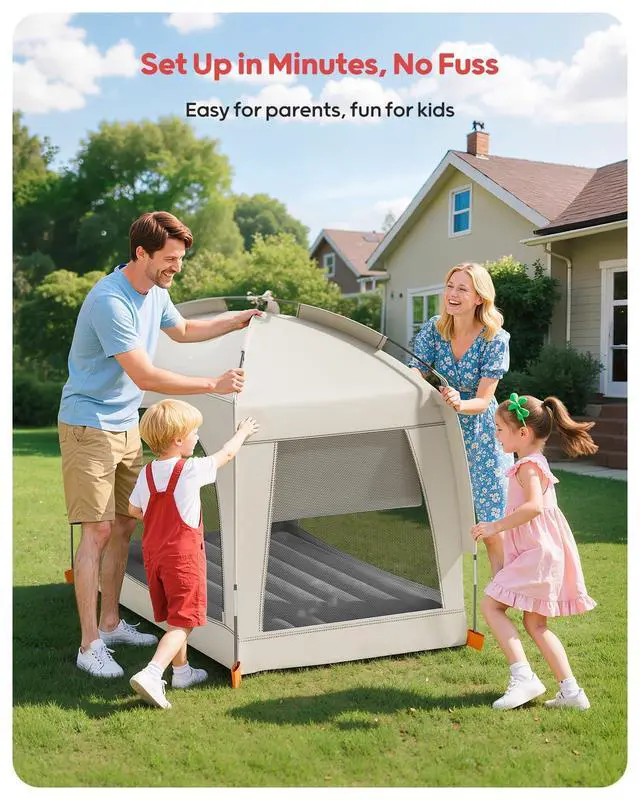 Alt view image 3 of 6 - Lightweight Blow Up Kids Air Mattress with Hand Pump Indoor & Outdoor Portable for Camping, Travel, Home, Grandmas Ages 3+
