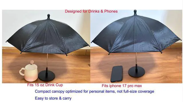 Alt view image 2 of 6 - Mini Sun Shade Umbrella with Windproof Base Protects Drinks, Phones, and Devices from Sun, Wind, Debris and Light Rain for Pool,Tabletop, Camping, Patio