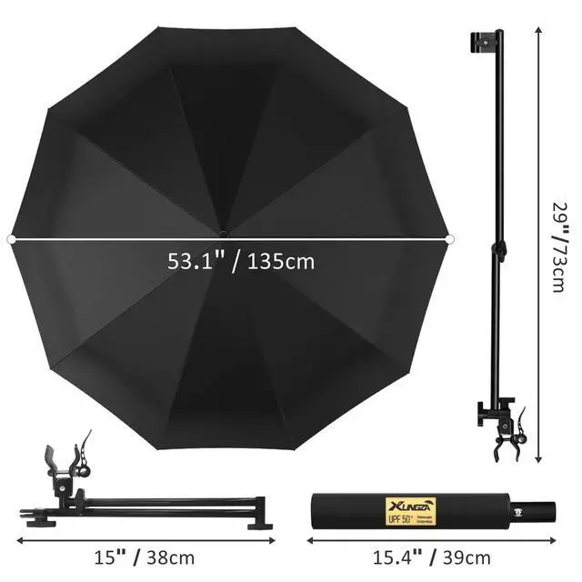 Alt view image 3 of 7 - UPF 50+ Beach Umbrella with Adjustable Universal Clamp