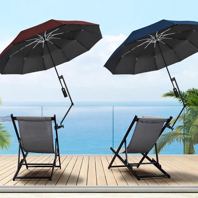 Alt view image 2 of 7 - UPF 50+ Beach Umbrella with Adjustable Universal Clamp