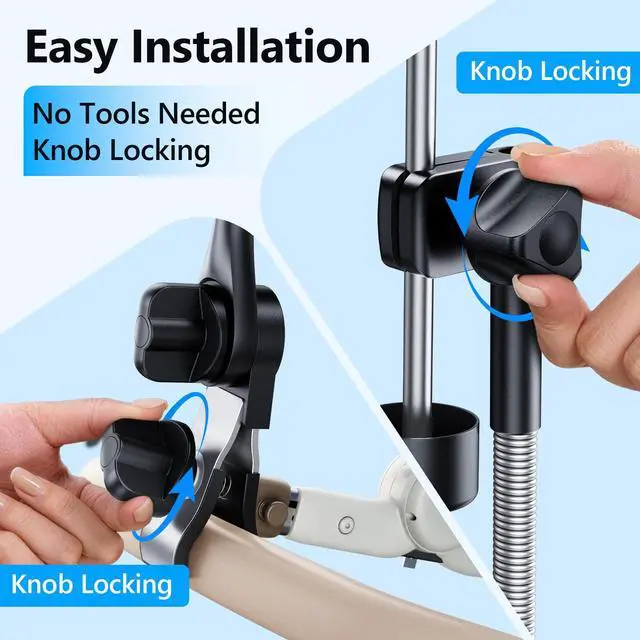 Alt view image 7 of 7 - Umbrella Holder for Stroller Chair, 360° Adjustable Clip On Umbrella Attachment, Universal Umbrella Clamp Mount for Golf Cart, Wheelchair, Beach Chair, Camping Chair Outdoor Auto Scooter