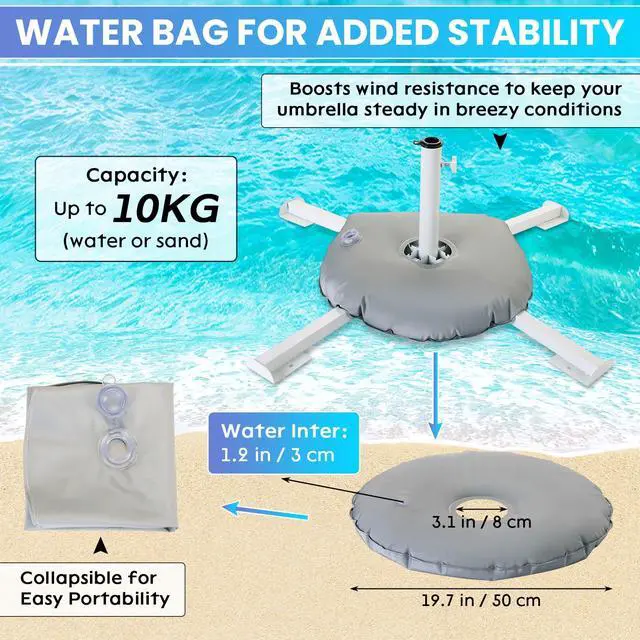 Alt view image 3 of 6 - Portable Beach Umbrella Stand, Foldable Umbrella Stand, Adjustable Patio Umbrella Base Holder with Weight Bag, Sunshade Holder for Beach, Outdoor, Courtyard, Beach