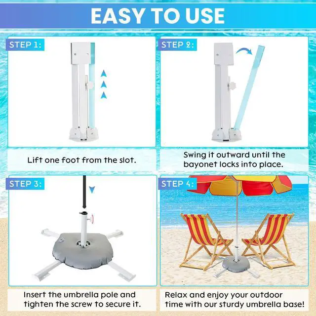Alt view image 5 of 6 - Portable Beach Umbrella Stand, Foldable Umbrella Stand, Adjustable Patio Umbrella Base Holder with Weight Bag, Sunshade Holder for Beach, Outdoor, Courtyard, Beach