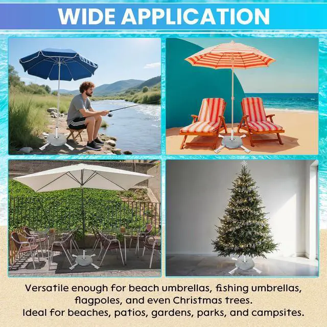 Alt view image 6 of 6 - Portable Beach Umbrella Stand, Foldable Umbrella Stand, Adjustable Patio Umbrella Base Holder with Weight Bag, Sunshade Holder for Beach, Outdoor, Courtyard, Beach
