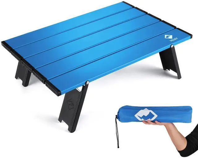 Main image of Portable Mini Folding Beach Table, Ultralight Aluminum Side Table with Carry Bag for Camping, Picnics, and Outdoor Activities - Blue