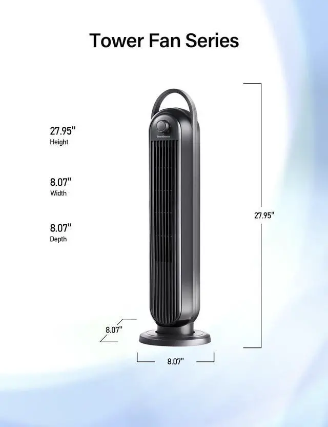 Alt view image 2 of 6 - Manual Electric Tower Fan, 28 inch 3 Speed with Oscillation, Mechanical Control, Standing Bladeless Floor Fans Cooling and Quite Indoor Living Room Bedroom use