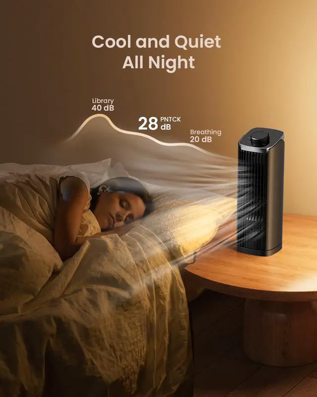 Alt view image 5 of 7 - Tower Fan for Bedroom, 13'' Quiet Desk Fan with 23ft/s, 3 Speeds, 70° Oscillating Fans with Knob Control, Portable Table Fans Bladeless Fan for Indoor Room, Home, Office, Desktop