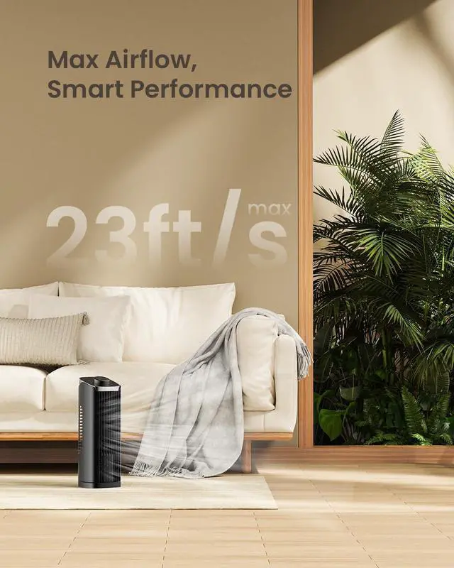 Alt view image 4 of 7 - Tower Fan for Bedroom, 13'' Quiet Desk Fan with 23ft/s, 3 Speeds, 70° Oscillating Fans with Knob Control, Portable Table Fans Bladeless Fan for Indoor Room, Home, Office, Desktop