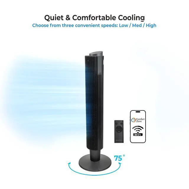 Alt view image 5 of 5 - 42-Inch Smart Wi-Fi Oscillating Tower Fan