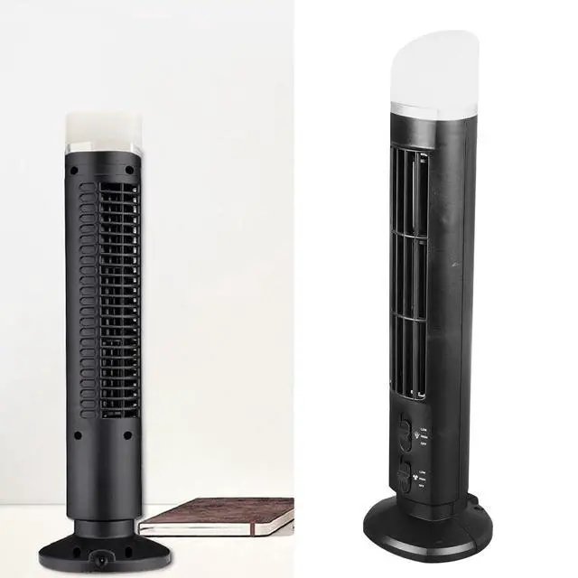 Alt view image 3 of 7 - Portable Bladeless Tower Fan with USB Connection and Light, Ideal for Home, Bedroom, and Office Use - Cool and Quiet Table Desk Fan (Black)