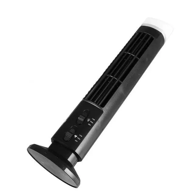 Alt view image 2 of 7 - Portable Bladeless Tower Fan with USB Connection and Light, Ideal for Home, Bedroom, and Office Use - Cool and Quiet Table Desk Fan (Black)
