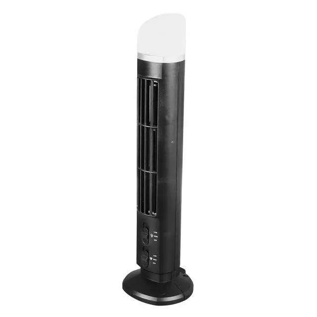 Alt view image 5 of 7 - Portable Bladeless Tower Fan with USB Connection and Light, Ideal for Home, Bedroom, and Office Use - Cool and Quiet Table Desk Fan (Black)