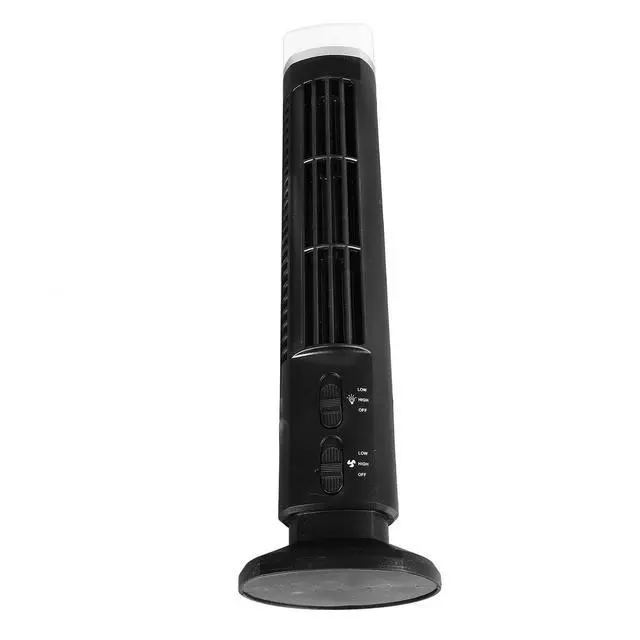 Alt view image 6 of 7 - Portable Bladeless Tower Fan with USB Connection and Light, Ideal for Home, Bedroom, and Office Use - Cool and Quiet Table Desk Fan (Black)