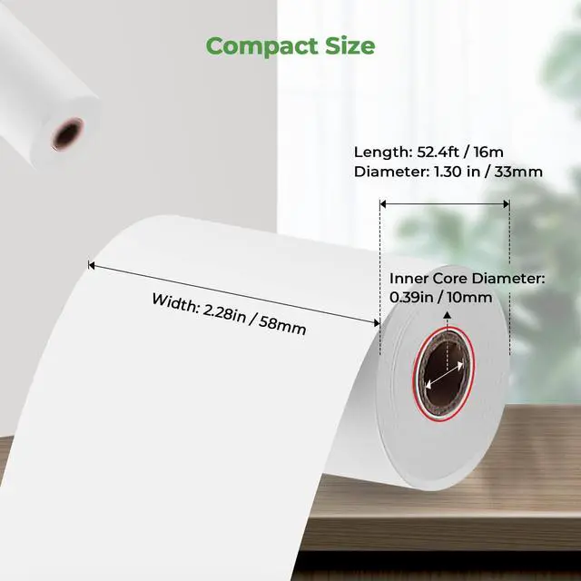 Alt view image 2 of 6 - 2 1/4 x 50ft Thermal Paper (10 Rolls), BPA Free Receipt Paper, 58mm Thermal Receipt Papers Fits 58mm Mini Thermal POS Printer & Square Terminal Credit Card Machines