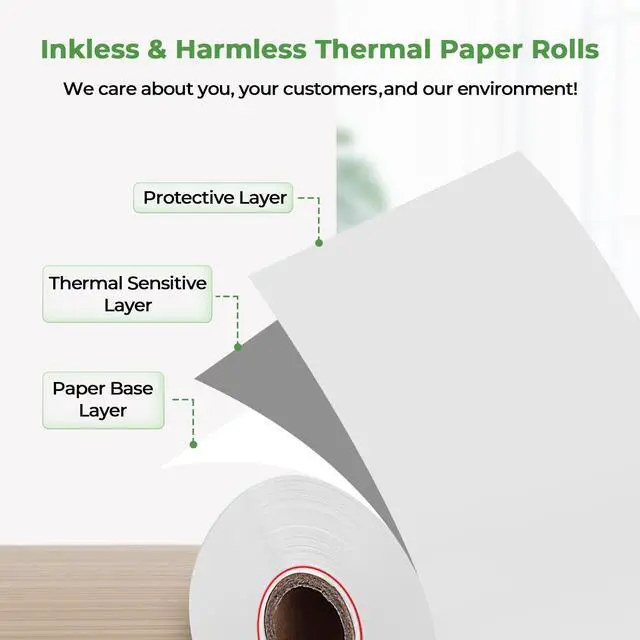 Alt view image 4 of 6 - 2 1/4 x 50ft Thermal Paper (10 Rolls), BPA Free Receipt Paper, 58mm Thermal Receipt Papers Fits 58mm Mini Thermal POS Printer & Square Terminal Credit Card Machines