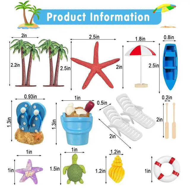 Alt view image 6 of 7 - Beach Cake Decorations, 15 Pieces Chair Umbrella Palm Tree Summer Ocean Cake Toppers, Tropical Hawaiian Aloha Luau Theme Decorations for Birthday Baby Shower Wedding Pool Party Decorations Supplies