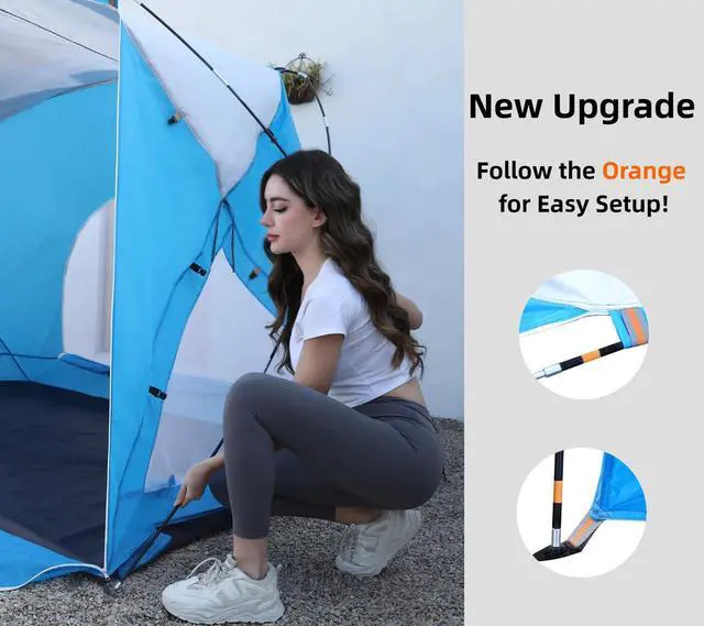 Alt view image 3 of 7 - Beach Tent, Portable Sun Shelter for 2/3/4/6-8 Person with UPF 50+ UV Protection, Easy Setup Waterproof Beach Shade Canopy Cabana for Family Outdoor and Picnics, Fishing with Carrying Bag