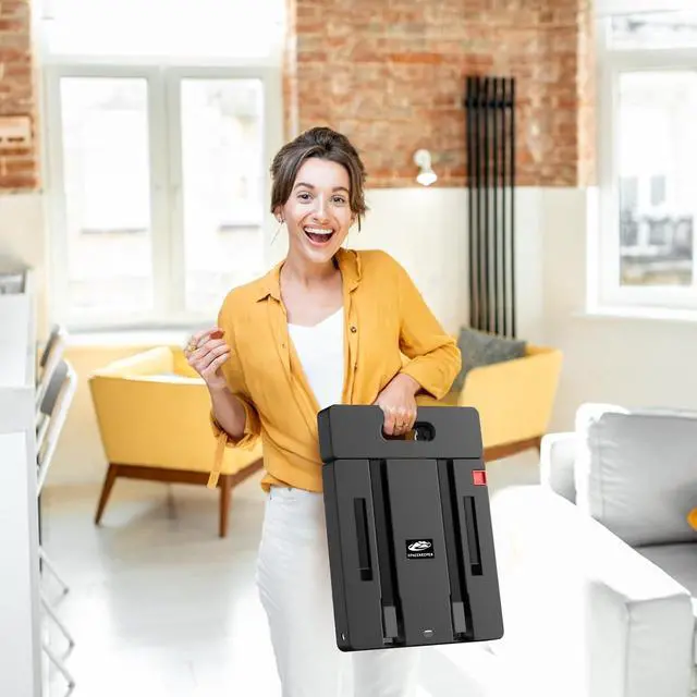 Alt view image 7 of 7 - Folding Hand Truck, 500 LB Heavy Duty Luggage Cart, Utility Dolly Platform Cart with 6 Wheels & 2 Elastic Ropes for Luggage, Travel, Moving, Shopping, Office Use, Black