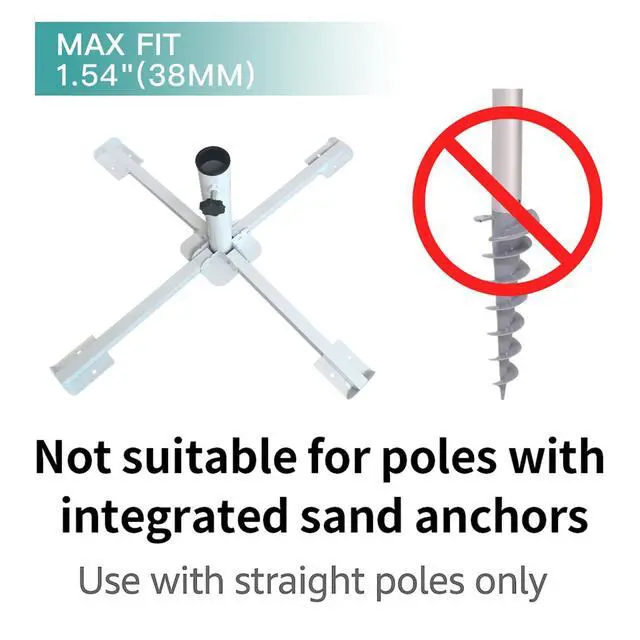 Alt view image 2 of 7 - Foldable Portable Beach Umbrella Stand-Portable Patio Umbrella Base Holder,Outdoor Sunshade Anchor,with Weight Bag,Rust Free Tempered Iron Umbrella Stand for Courtyard,Garden,Beach,Grass