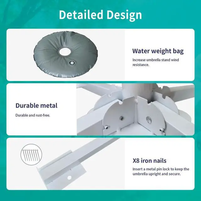 Alt view image 7 of 7 - Foldable Portable Beach Umbrella Stand-Portable Patio Umbrella Base Holder,Outdoor Sunshade Anchor,with Weight Bag,Rust Free Tempered Iron Umbrella Stand for Courtyard,Garden,Beach,Grass