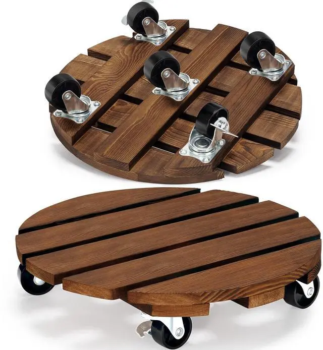 Main image of 2pack Plant Caddy 12Wood Duty Rolling Plant Stand with 2 360° Lockable Caster Wheels,Indoor Outdoor on Roller Patio/Flower Pot/Succulent Pots