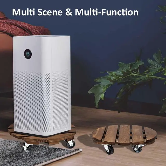 Alt view image 6 of 6 - 2pack Plant Caddy 12Wood Duty Rolling Plant Stand with 2 360° Lockable Caster Wheels,Indoor Outdoor on Roller Patio/Flower Pot/Succulent Pots