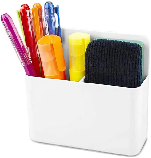Main image of Magnetic Dry Erase Marker Holder, Magnetic Pen Marker Holder for Whiteboard, Fridge, Locker Accessories, Classroom, Office, Home, Magnet Pen Cup,1 Pack, White