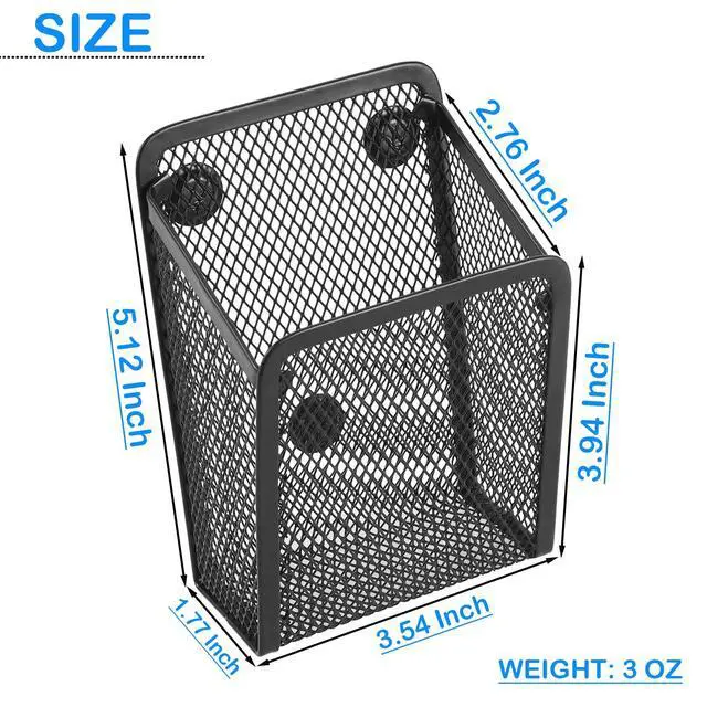 Alt view image 6 of 7 - Magnetic Pencil Holder,Mesh Stainless Steel Pen Basket, Metal Writing Utensil Storage Organizer for Whiteboard,Blackboard,Kitchen, Locker, Home, or Office