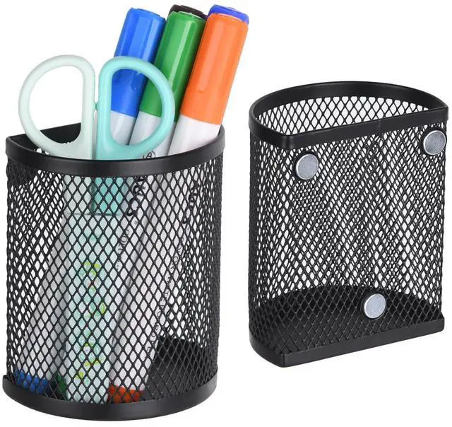 Main image of Magnetic Pencil Holder - Locker Accessories, 2 Pack Magnetic Pen Holder for Refrigerator for Home School and Office, Black