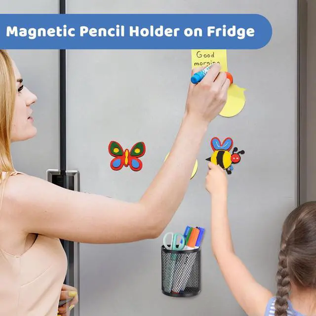 Alt view image 4 of 6 - Magnetic Pencil Holder - Locker Accessories, 2 Pack Magnetic Pen Holder for Refrigerator for Home School and Office, Black