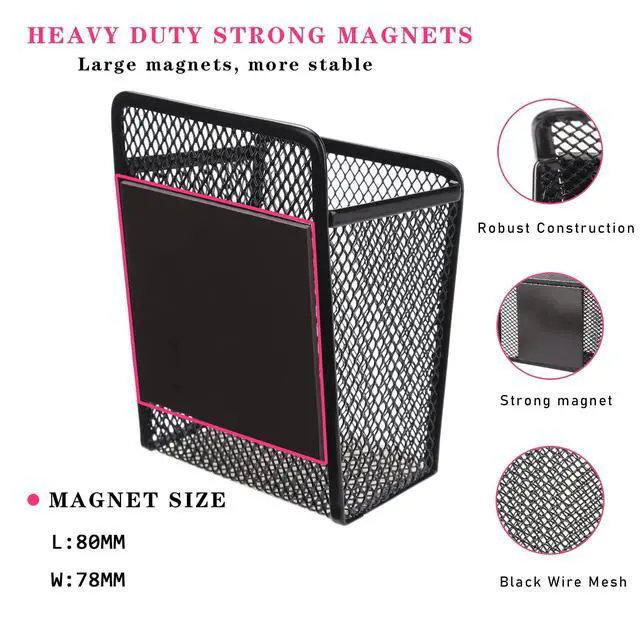 Alt view image 2 of 6 - Magnetic Pencil Holder - Extra Strong Magnets Mesh Marker Holder