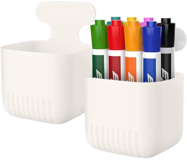 Main image of Magnetic Pen Holder, 2-Pack Whiteboard Organizer, White