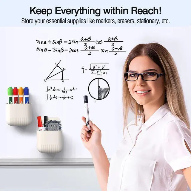 Alt view image 5 of 7 - Magnetic Pen Holder, 2-Pack Whiteboard Organizer, White