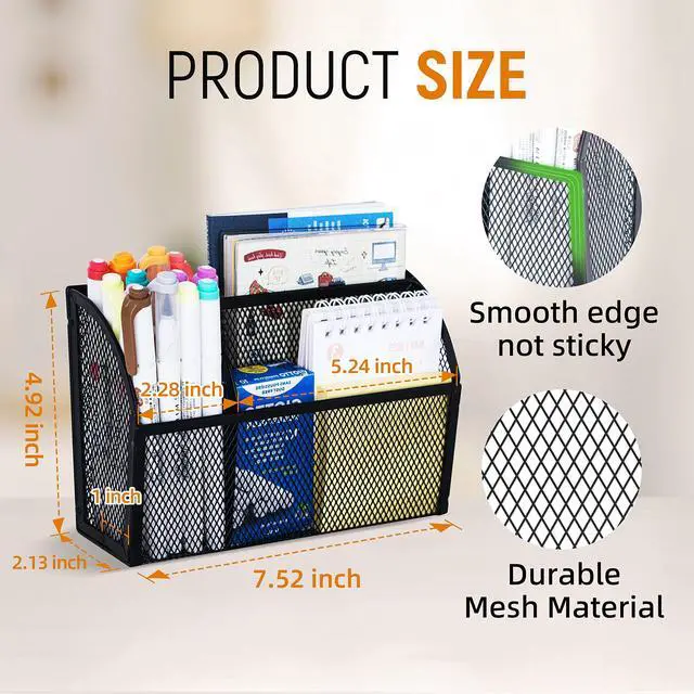 Alt view image 3 of 7 - 3-Grid Magnetic Pencil Holder, Strong Magnet Locker Organizer, Black