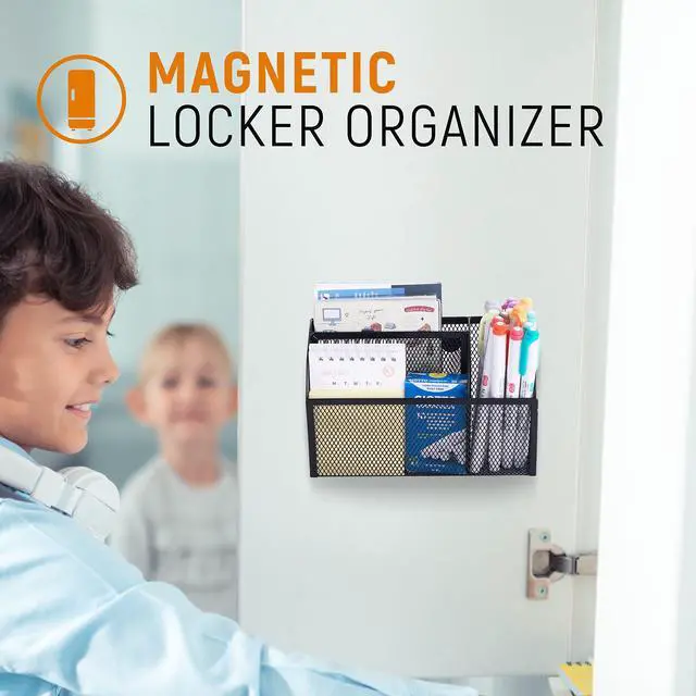 Alt view image 4 of 7 - 3-Grid Magnetic Pencil Holder, Strong Magnet Locker Organizer, Black