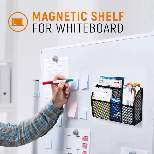 Alt view image 6 of 7 - 3-Grid Magnetic Pencil Holder, Strong Magnet Locker Organizer, Black
