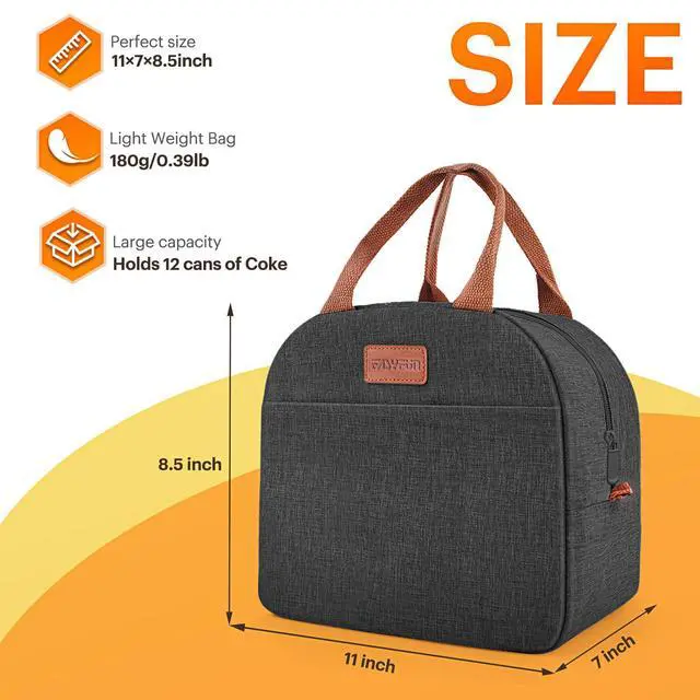 Alt view image 2 of 7 - Lunch Bag for Women & Men Adult Insulated Lunch Box, Small Leakproof Cooler Food Lunch Containers Reusable High Capacity Lunch Tote Bags for Work, Travel, Outdoor (Black)