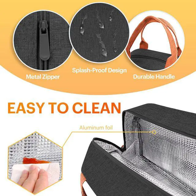 Alt view image 4 of 7 - Lunch Bag for Women & Men Adult Insulated Lunch Box, Small Leakproof Cooler Food Lunch Containers Reusable High Capacity Lunch Tote Bags for Work, Travel, Outdoor (Black)