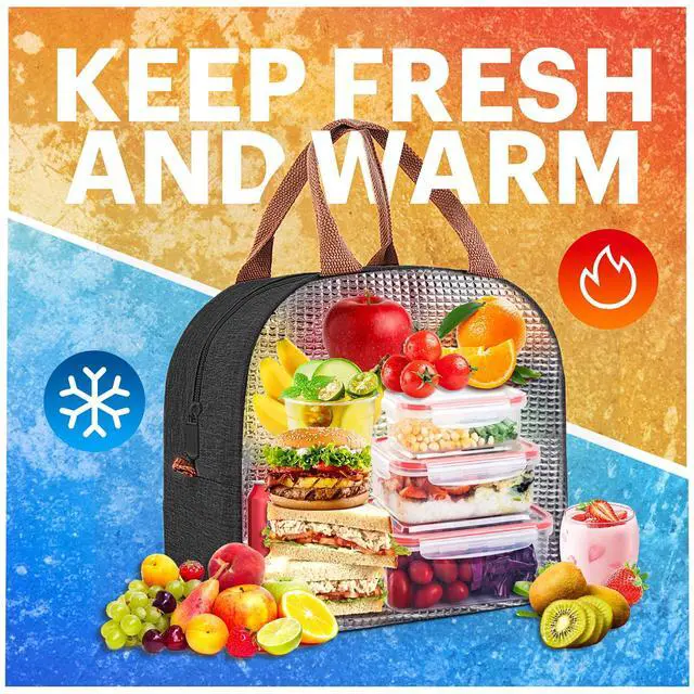 Alt view image 6 of 7 - Lunch Bag for Women & Men Adult Insulated Lunch Box, Small Leakproof Cooler Food Lunch Containers Reusable High Capacity Lunch Tote Bags for Work, Travel, Outdoor (Black)
