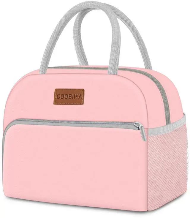 Main image of Lunch Bag for Women Men, Insulated Reusable Picnic Bag, 10.8"L x 6.3"W x 8.85"H, Pink