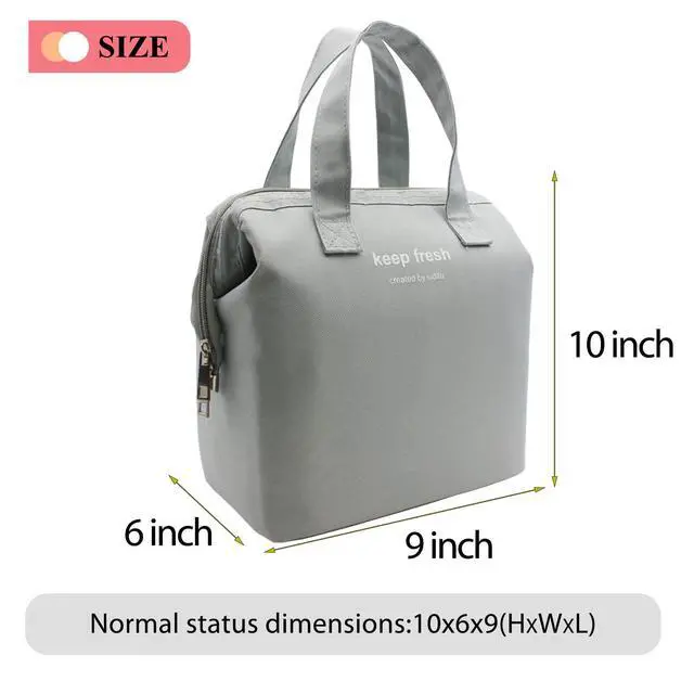 Alt view image 4 of 7 - Insulated Lunch Bag Simple Cute Lunch Box for Women Men, Grey, Small