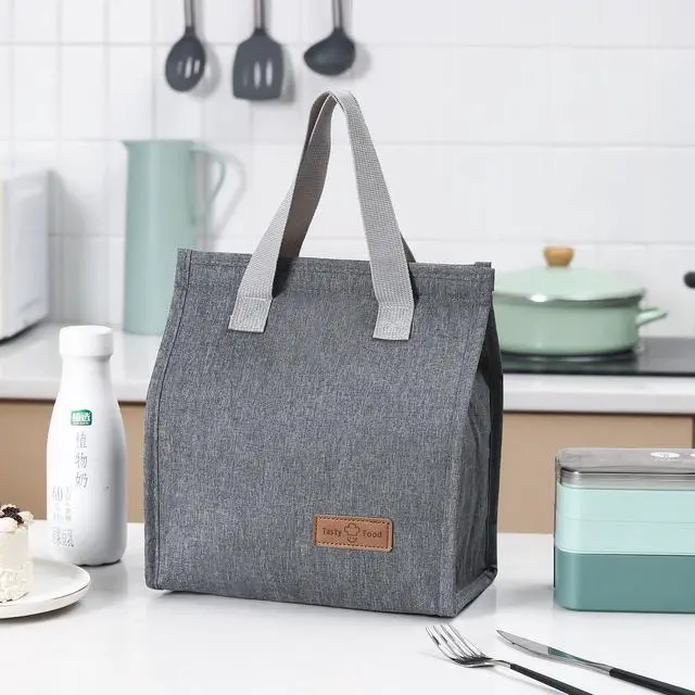 Alt view image 4 of 6 - 2pcs Grey Lunch Bag Insulated, Lunch Box Bag, Reusable Lunch Tote Bag